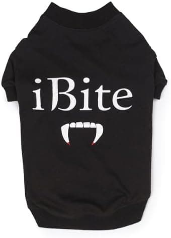 Casual Canine Polyester I Bite Dog Tee Shirt, Small/Medium, 14-Inch, Black