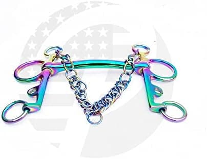 RIDING GEARS Rainbow Multi Color Pelham Curb Bit Mullen Mouth Horse Bit Stainless Steel