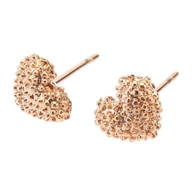 KT @Rose Gold Rough Heart Stud Earrings