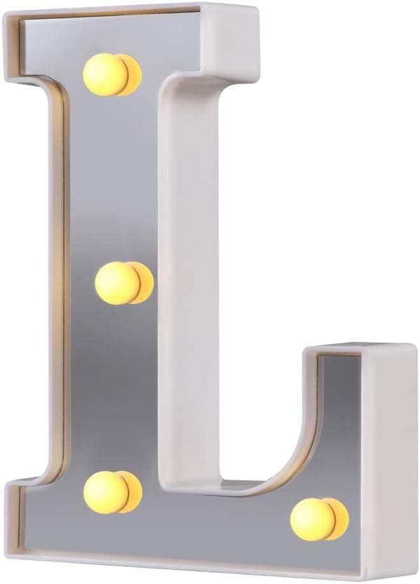 LED Marquee Letter Lights, 26 Alphabet Light Up Letters Sign Perfect for Night Light Wedding Birthday Party Christmas Lamp Home Bar Decoration (Silver,L)
