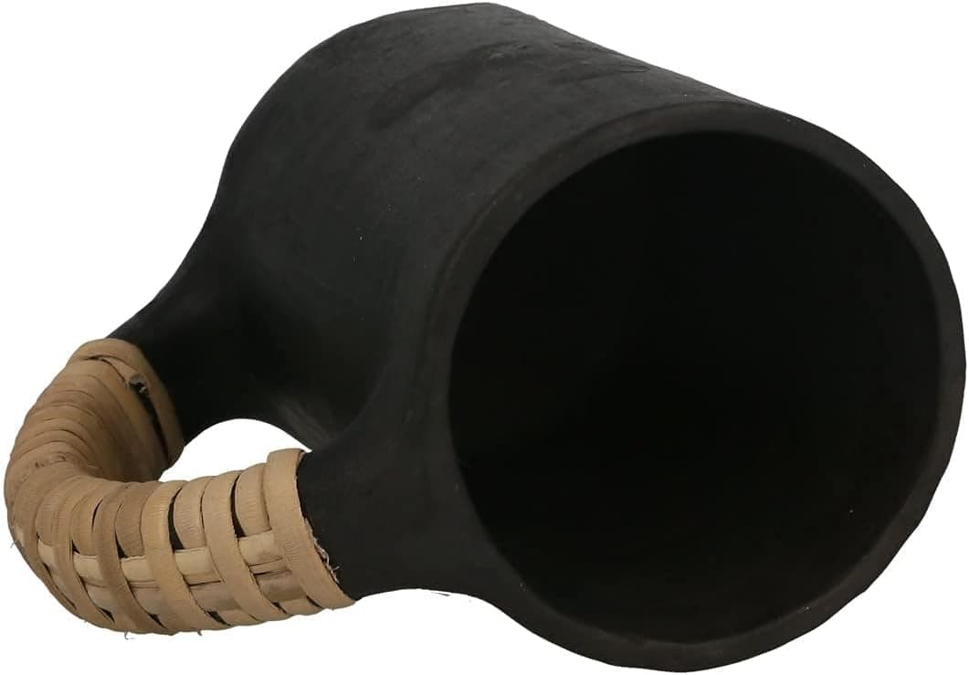 Black Pottery Handcrafted Coffee Mug - Chemical Free Microwave Safe 12 Oz (12 Oz 4.5 Inch Round)