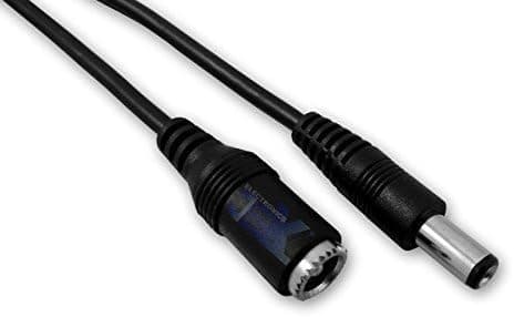 Jex Electronics 16' ft DC Power Extension 2.5mm X 5.5mm Cord/Cable CCTV Extender Male to Female