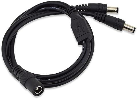 Ledwholesalers Dc Jack 1 Female to 2 Male Splitter Cable for LED Strips or CCTV, Sell by Package of 3, 2307 x3