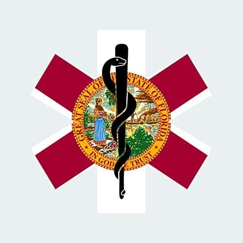 Florida State Shaped EMT Flag Sticker FA Graphix Vinyl Decal Die Cut EMS Paramedic FL - 3.98 Wide