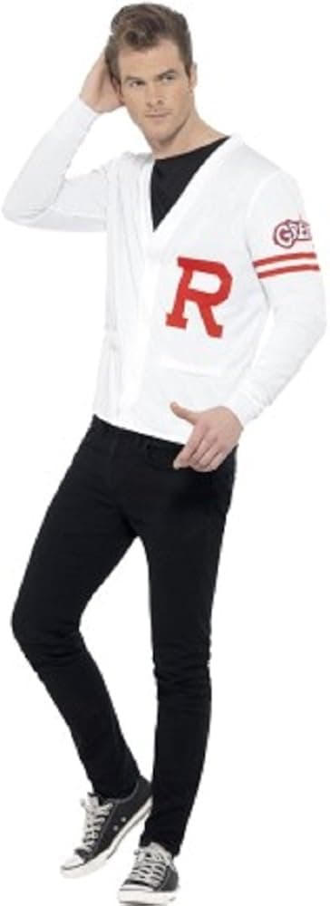 Mens Official Grease The Musical Danny Zuko Prep Boy Preppy Pep Rally 1950s 50s Tv Book Film Fancy Dress Costume Outfit