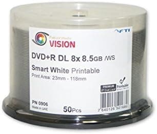 8.5 GB Blank DVD+R DL - DVD+R Falcon Vision Smart 2P White Inkjet Hub Printable 8X 8.5GB 50 Disc Cakebox Dual Layer Blank DVDs