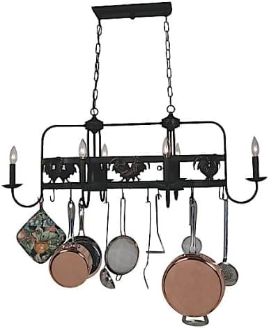 Artcraft Lighting Pot Racks 6-Light Island Light, Black