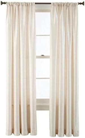 GorgeousHome (MR2) New Window Collection 1pc Panel Curtain Faux Silk Rod Pocket Semisheer Treatment Unlined in Solid Colors and in 3 sizes (63" short, IVORY OFF WHITE)