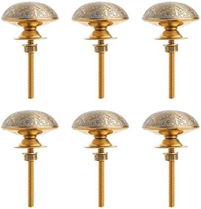6 Handmade Brass Knobs | Brass Cabinet Knobs | Drawer Knobs Ideal for Any Home, Kitchen or Office | These Knobs for Dresser Comes with 1 Wrench & Extra Screw Cap (Grey)