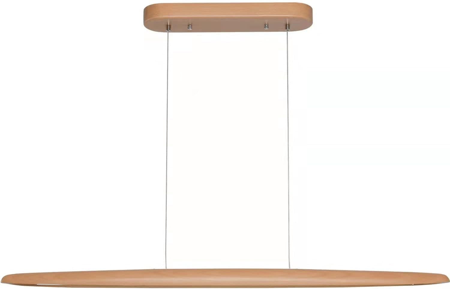 YISDESIGN 51" Wood Linear Pendant LED Linear Chandelier Island Lights Dimmable for Dining Room Living Room Pool Table Lighting Natural-European Beech Wood