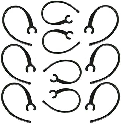 10-Pack Replacement Clamp Bluetooth Ear Hook Loop Clip Replacement - Set Of 5 Black SMALL Clamps + 5 Pack Black Large Clamps Shape Clear Hook for Samsung, Motorola, LG & Other Bluetooth Headsets