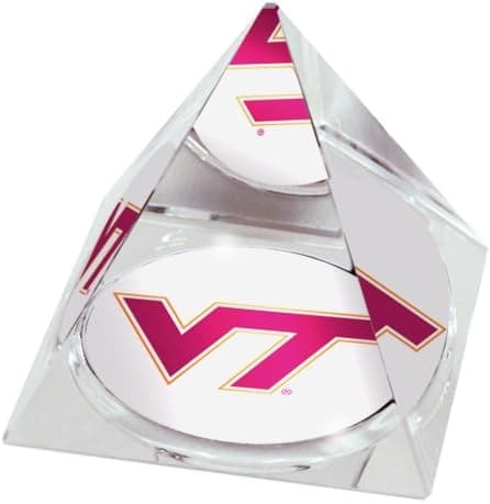 NCAA Virginia Tech Hokies mascot in 2" Crystal Pyramid with Colored Windowed Gift Box