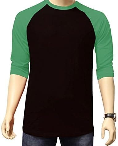 DS Men's Plain Athletic 3/4 Sleeve Baseball Sports T-Shirt