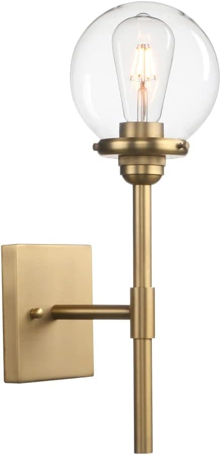 Phansthy Glass Globe Wall Sconce Antique Bronze Vintage Style Column Stand Industrial Wall Lights with 5.9 Inch Lampshade