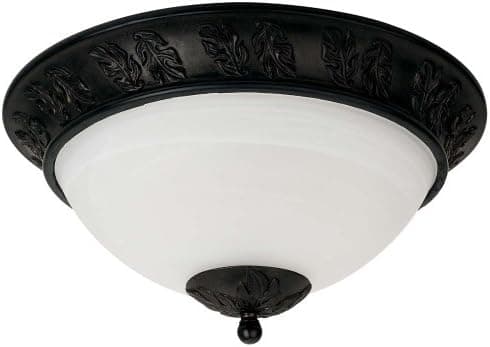Globe Electric 61216 Espresso Flush Mount Ceiling Fixture, Ebony with Alabaster Globe