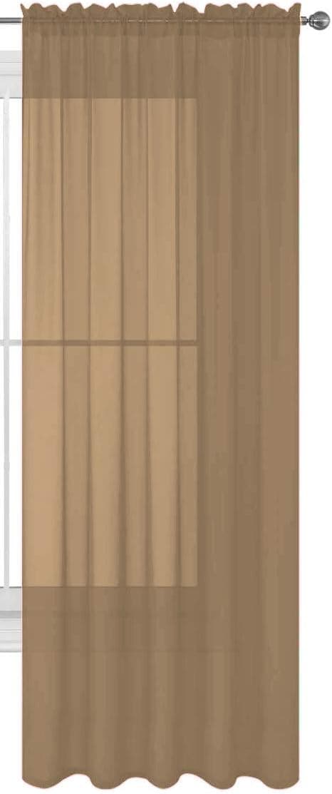Luxury Discounts 1 PC Solid Rod Pocket Sheer Window Curtain Treatment Drape Voile Panel in Variety of Colors (54" X 84", Taupe)