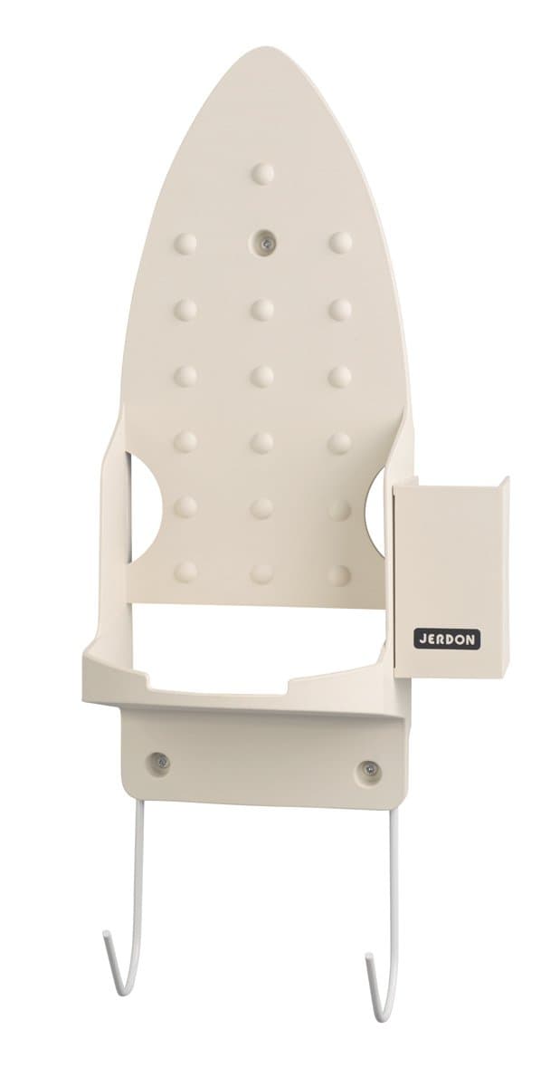 Jerdon JD84 Iron and Ironing Board Mounting Caddy with Non-Burn Surface, White Finish