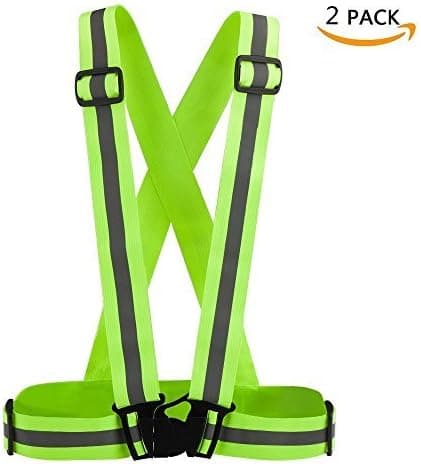 Lonew Reflective Vest, High Visibility and Safety for Running, Motorcycle, Cycling and Highway Emergencies, 2 Pack, Green