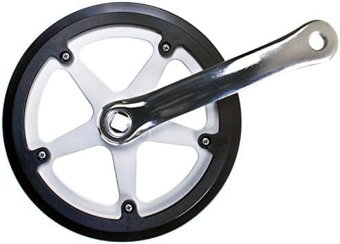 SUNLITE Alloy Single Speed Crankset w/Double Chainguard, 170mm x 44t, Silver/Black