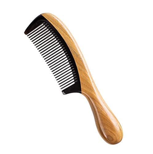Liasun Handmade Fine Tooth Hair Comb – Anti Static 100% Natural Green Sandalwood Buffalo Horn Comb Detangling Comb for Women,Men,Thick,Fine, Curly,Straight,Wavy Hair(Fine Tooth)