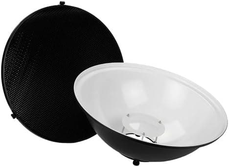 Fotodiox Pro Beauty Dish 18" (48cm) kit with honeycomb Grid (50 degree), for Photogenic Studio Max III 160, 320, Powerlight PL1250, PL1250DR, PL1200DRUV, PL2500DRUV, PL625DR, PL624DRC, PL1250DRC, Solair 500, 1000 Strobe Flash Light, Beautydish
