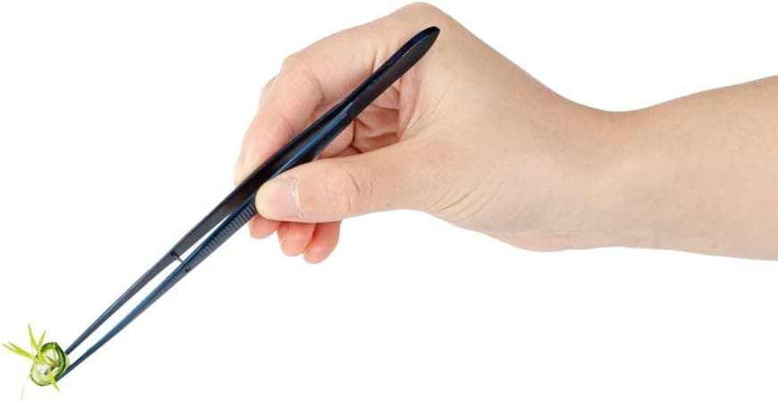 Restaurantware Perfect Point 6.3 Inch Food Tweezer, 1 Straight Kitchen Tweezer - Fine Point, Serrated Tips For Precision, Blue Stainless Steel Cooking Tweezer, For Seafood, Plating, or Decorating