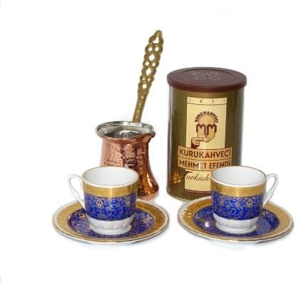 Turkish Coffee World Turkish Coffee Set for Two with Premium Coffee (8.8 oz/250 g)
