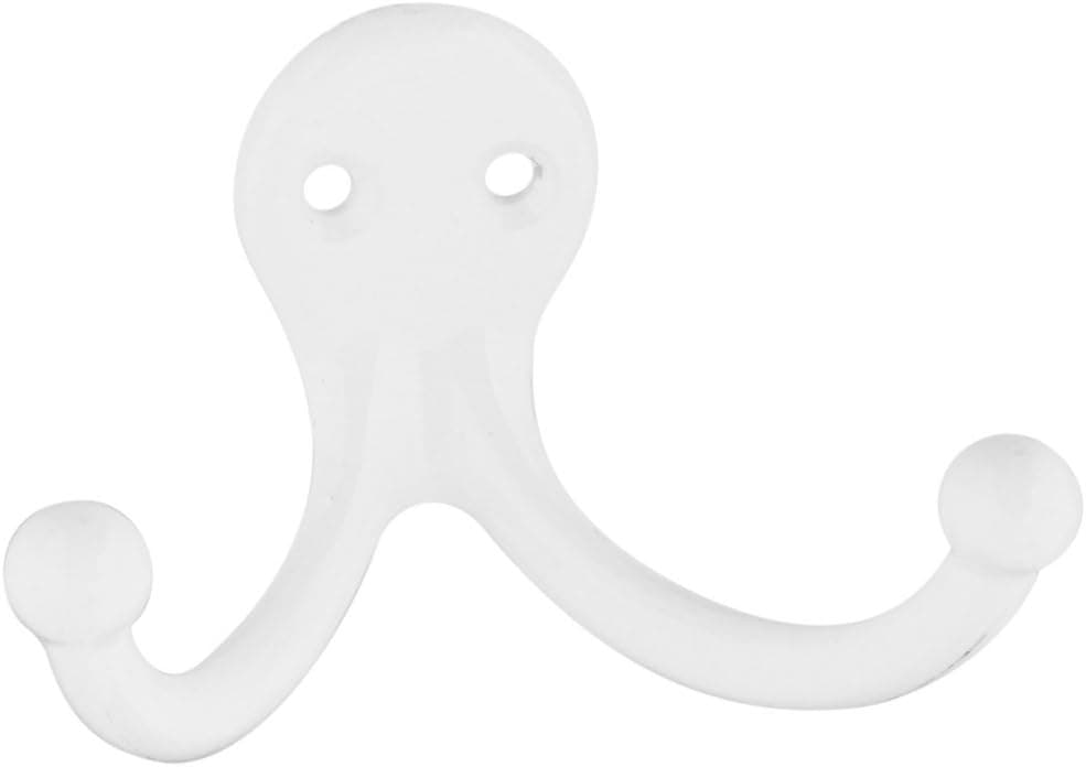 National Hardware S806-604 V8007 Basic Double Robe Hooks in White , 3"