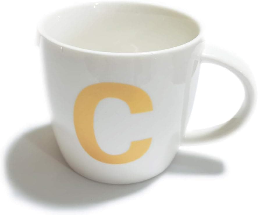 ZaH 16oz Coffee Mug Alphabet Ceramic Mug ABC Letter Cup for Women Men Boys Girls - Home Decoration Initial A-Z Mug (C)