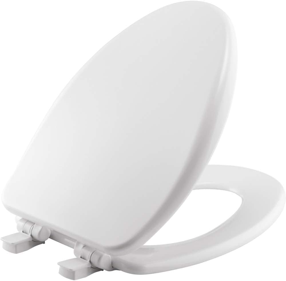 BEMIS 19170PLE4 000 Alesio II Toilet Seat with Slow Close, Never Loosen and Provide the Perfect Fit, ELONGATED, High Density Enameled Wood, White