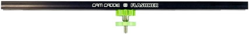 12 Inch Cold Shoe Extension Bracket - Dual Sided Camera Flash Mount with 1/4"-20 Flashner Adapter by Cam Caddie - Black / Green