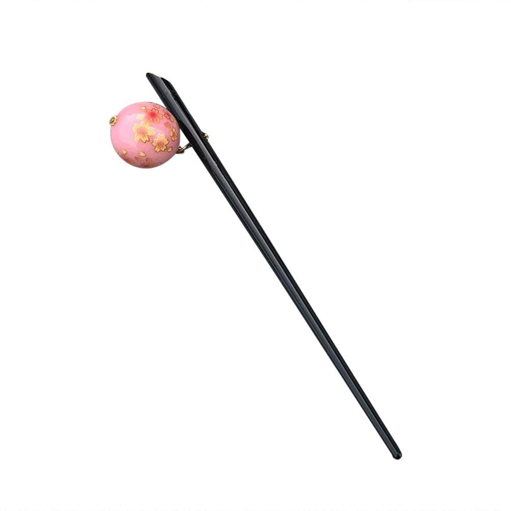 Lurrose Classic Hair Sticks Acrylic Decorative Hairpin with Ball Pendant Japanese Style Hair Stick for Girls Woman (Pink)