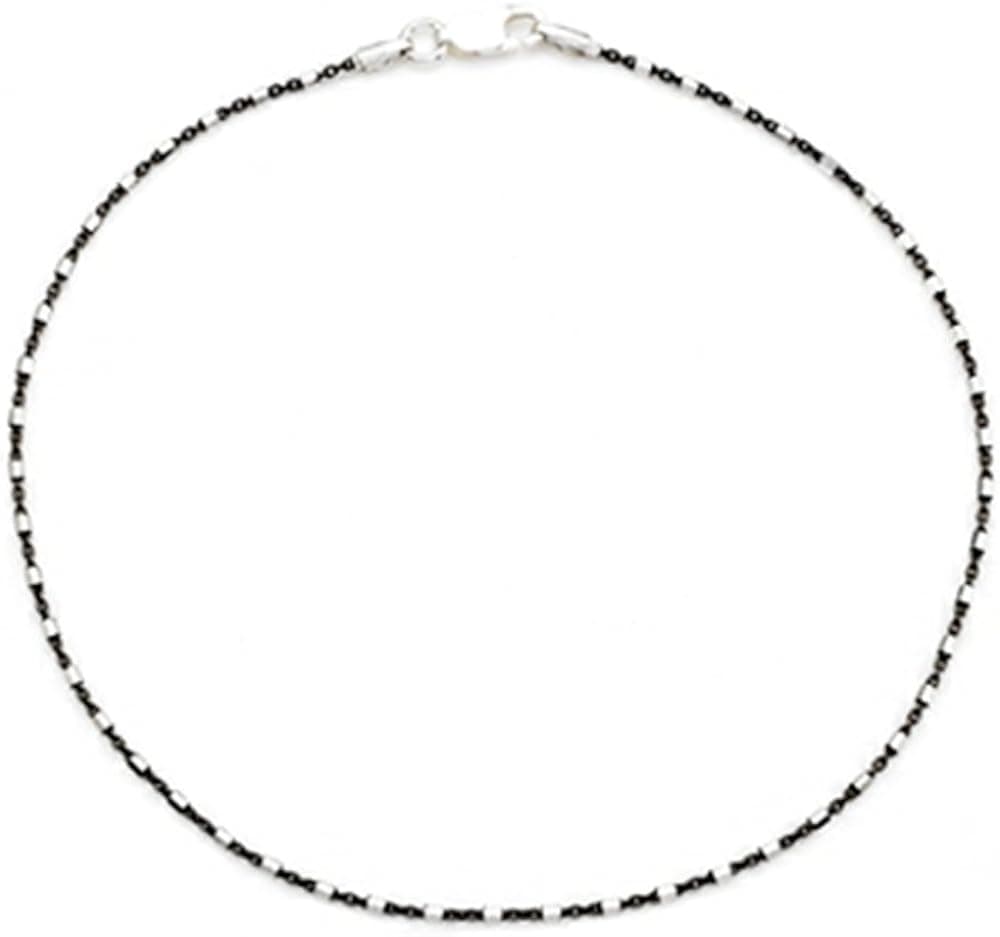 Finejewelers 10 Inches Ankle Bracelet with Black Rhodium Sterling Silver