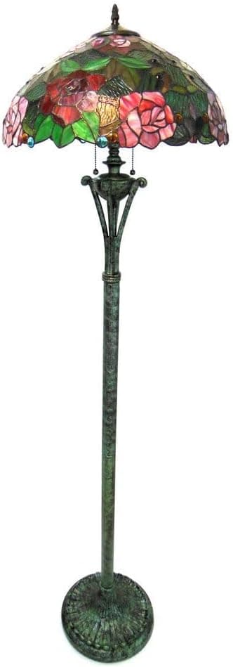Chloe Lighting Tiffany Style Floral Design 2-Light Antique Bronze Floor Lamp