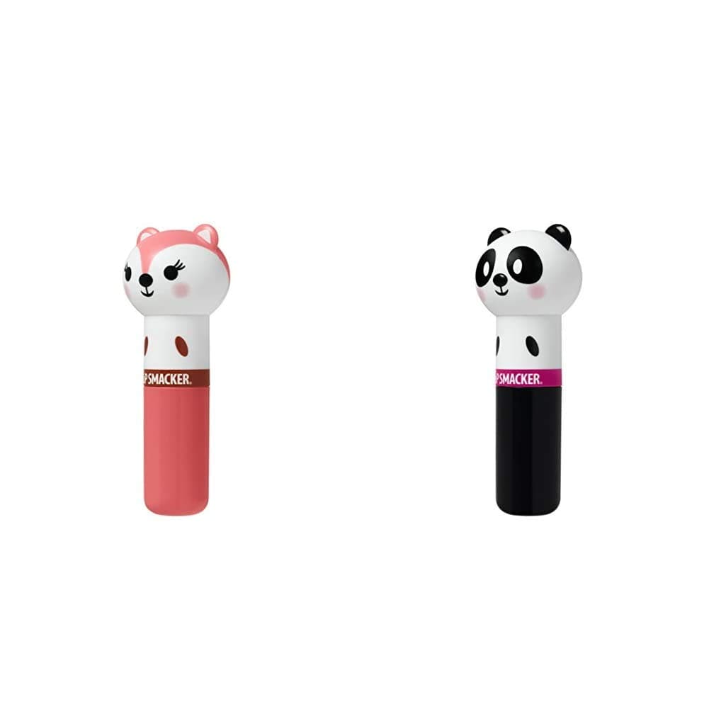 Lip Smacker Lippy Pal Lip Balm, Foxy Apple Flavor With Panda Cuddly Cream Puff 0.14 Ounce