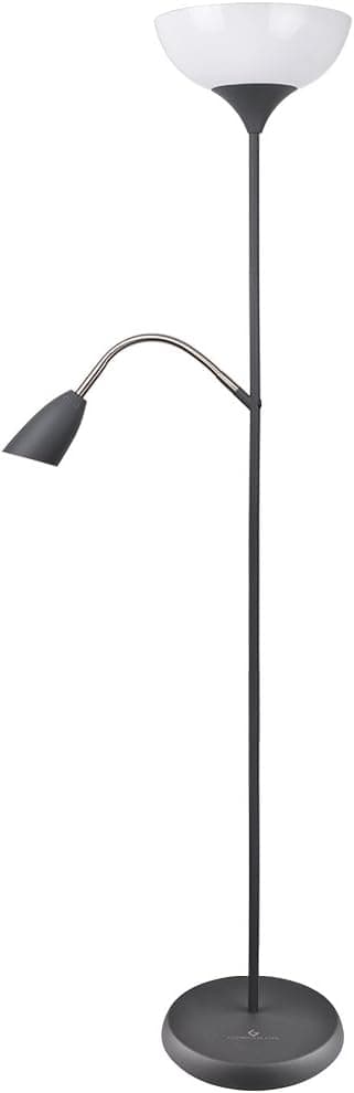GLORIOUS-LITE Tree Metal Floor Lamp, 2 Lights with 1 Gooseneck Swing Arm Standing Lamp, Eye-Caring Reading Light with Heavy Metal Based for Living Room and Office