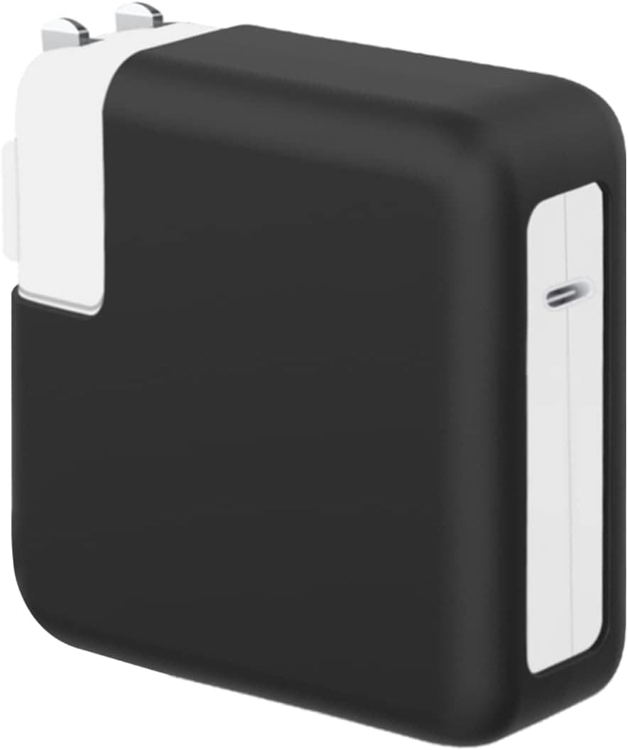 LCMOCICO 35W Soft Silicone Charger Protector Case Cover for Apple MacBook Air 13 inch 2022 M2 A2681 2020 M1 A2337 A2179 30W Power Adapter Cover for MacBook Air 13" A1932 2018 2019, Black