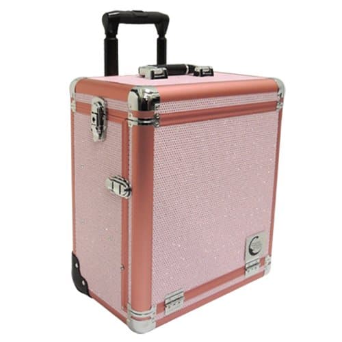 Witty Professional Rolling Makeup Case w/ 4 Sliding Drawers - Pink Bling