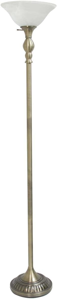Lalia Home Antique Brass Metal Torchiere Floor Lamp