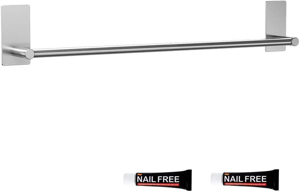 LuckIn Adhesive Towel Bar Brushed Nickel 32 Inch