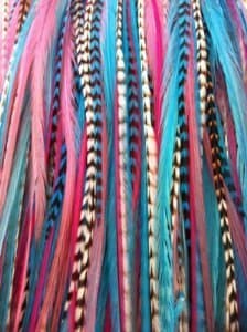 Feather Hair Extension 8"-11" Gorgeous Pinks & Blues With Grizzly Feathers Hair Extension with Amazing Quality Salon Feathers- 5 Feathers