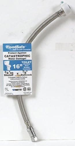 Floodsafe Toilet Connector Stainless Steel 3/8 " Comp X 7/8 " Ballcock 2000 Psi Pvc Nitrile