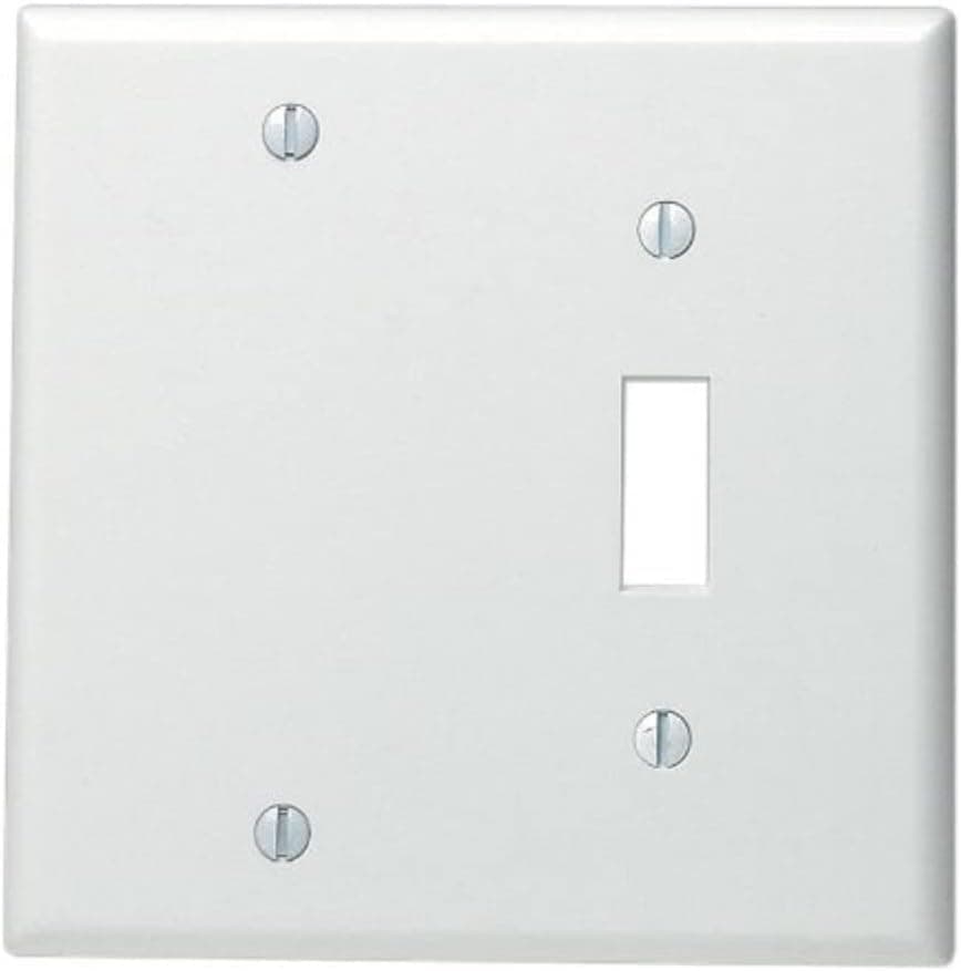 Leviton 88006 2-Gang 1-Toggle 1-Blank Device Combination Wallplate, Standard Size, Thermoset, Box Mount, White