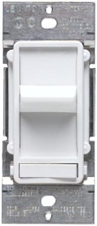 Leviton 6633-W White Decora SureSlide Illuminated slide dimmer with ON/OFF preset switch 3-Way 600W