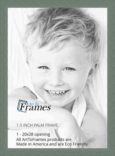 ArtToFrames 20x28 Inch Green Picture Frame, This 1.5" Custom Wood Poster Frame is Palm Green Barnwood Style Frame, for Your Art or Photos, WOM0066-56673-YGRN-20x28