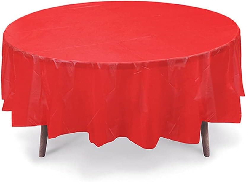 Gift Expressions 6 CT Premium 84 inch Round Plastic Tablecloth Waterproof Disposable Party Event Decoration Heavy Duty Table Cover(Red)