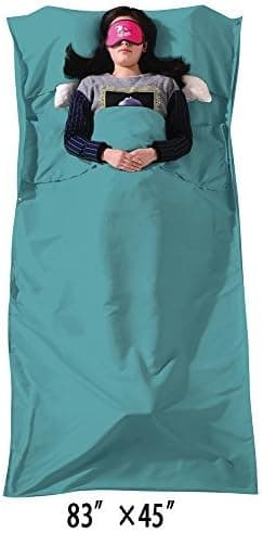 Campstoor Mountaineering Microfiber Rectangle Sleeping Bag Liner (Glacial Blue, 83"×45”)