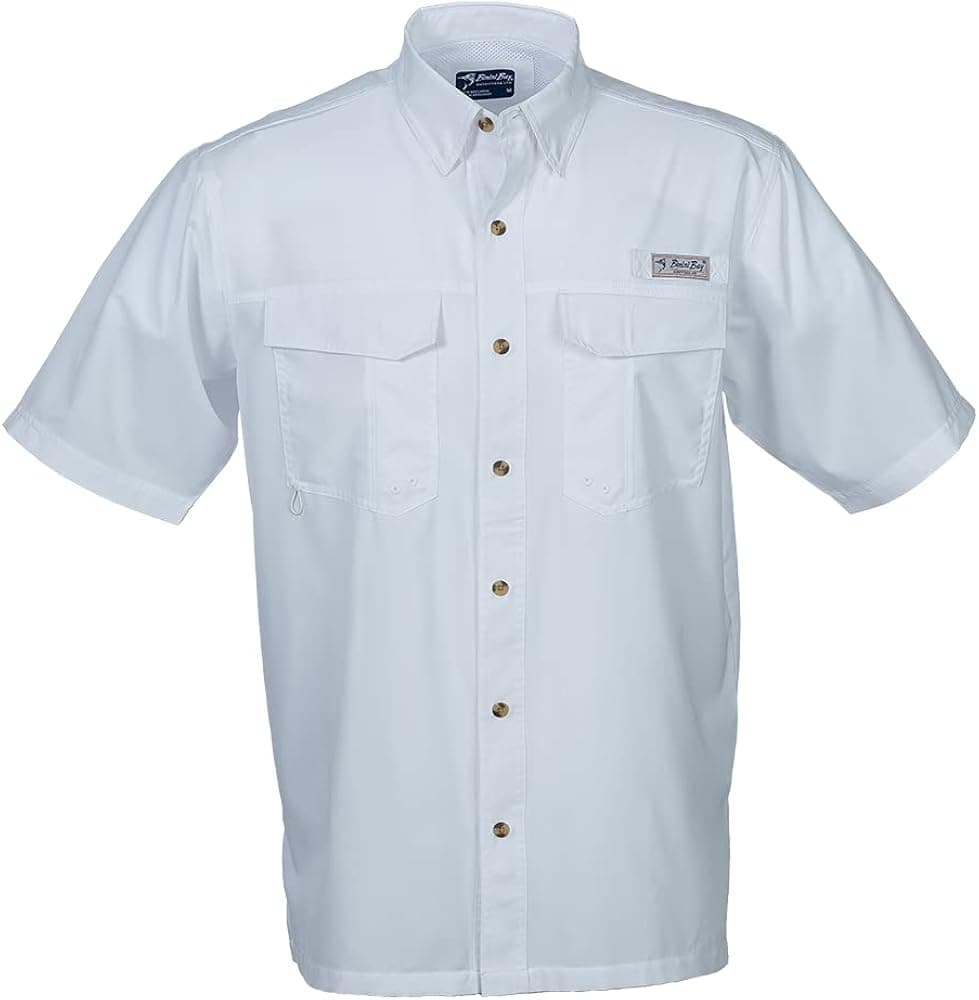 BIMINI BAY OUTFITTERS LTD Bimini Flats V Men's Short Sleeve Shirt Featuring BloodGuard Plus