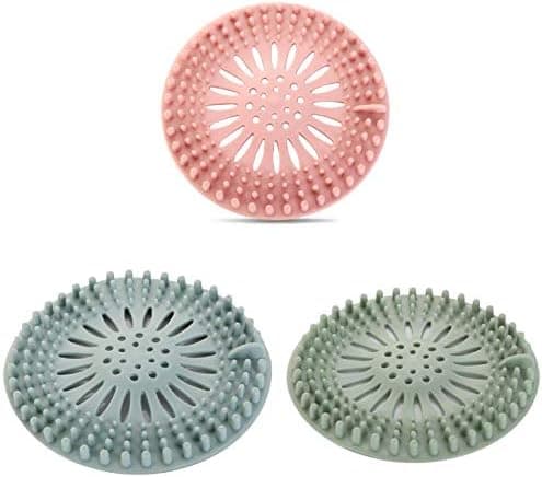 KDDOM 3 Pcs Silicone Hair Stopper Shower Drain Covers Sink Strainer for Bathroom, Bathtub and Kitchen