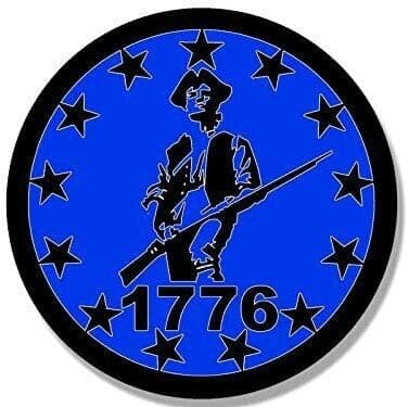 JR Studio 4x4 inch Blue Round 1776 Minuteman 13 Stars Sticker (Minutemen Border Patriot) Vinyl Decal Sticker Car Waterproof Car Decal Bumper Sticker
